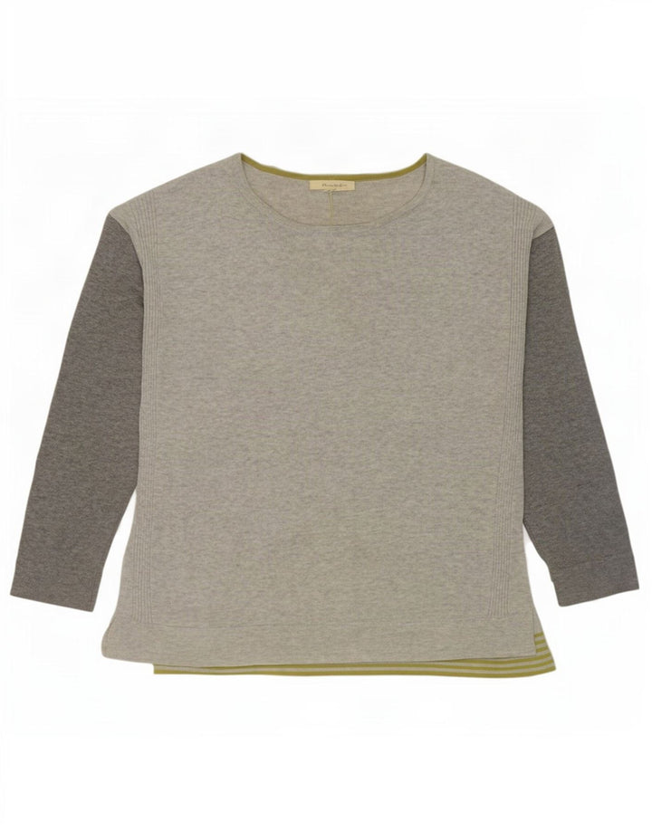 White Stuff Womens Boat Neck Jumper Sweater UK 12 Medium Grey Colourblock