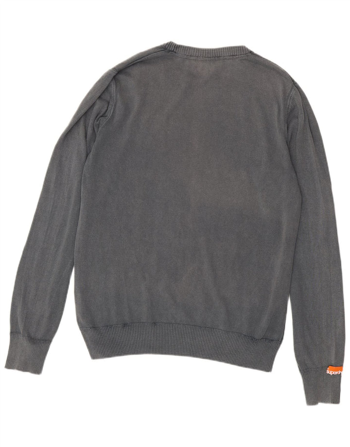 SUPERDRY Mens Crew Neck Jumper Sweater 2XL Grey Cotton