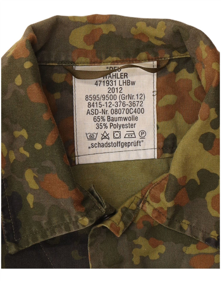 Vintage Mens Military Shirt Medium Khaki Camouflage Cotton