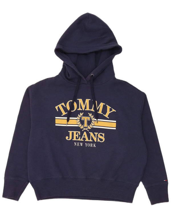 Tommy Hilfiger Womens Graphic Hoodie Jumper UK 14 Medium Navy Blue