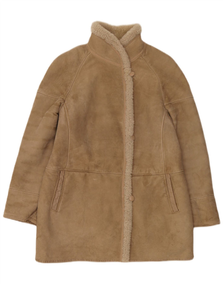 Cristiano Di Thiene Womens Shearling Coat IT 44 Medium Beige