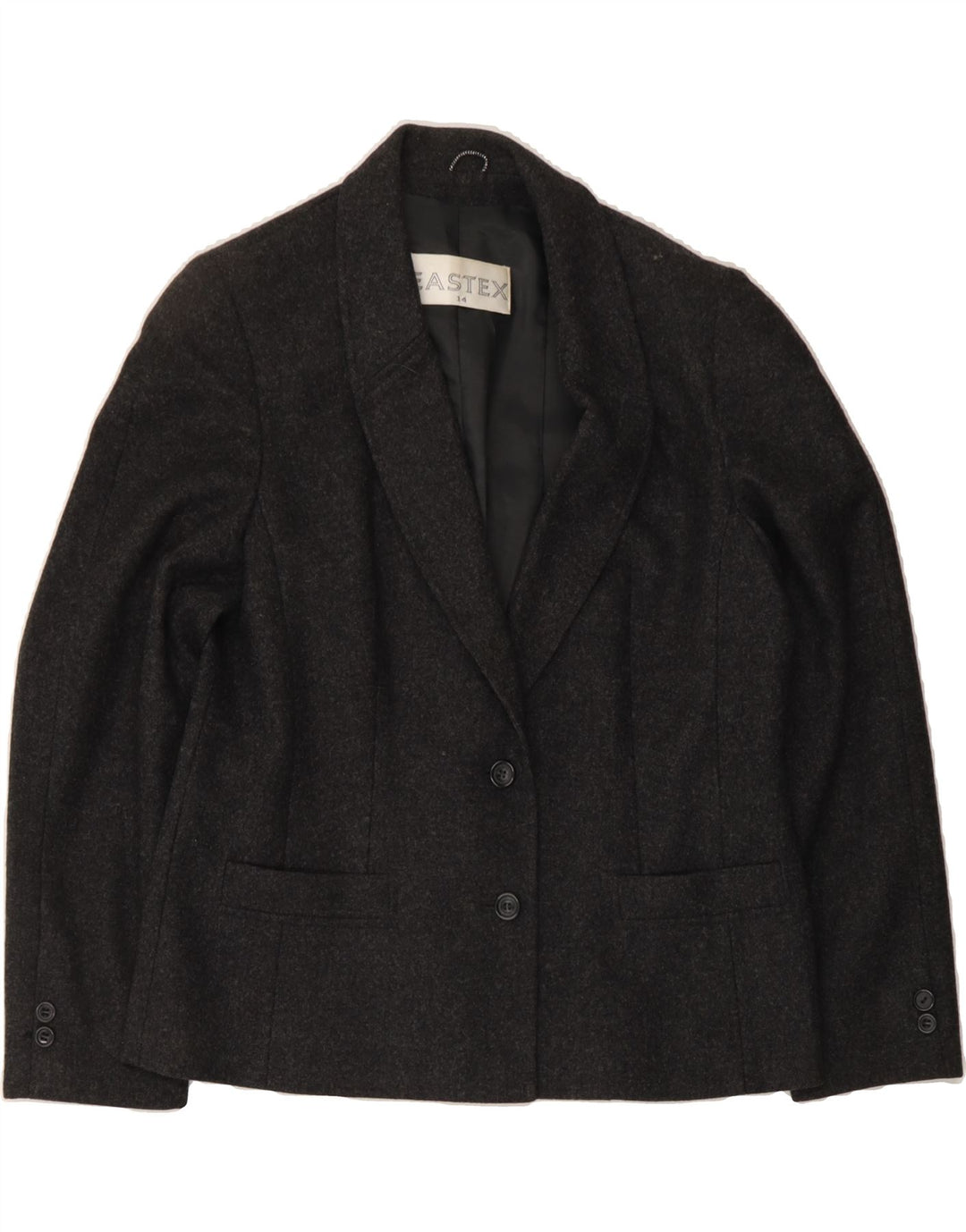 EASTEX Womens 2 Button Blazer Jacket UK 14 Medium Grey New Wool Vintage Eastex and Second-Hand Eastex from Messina Hembry 