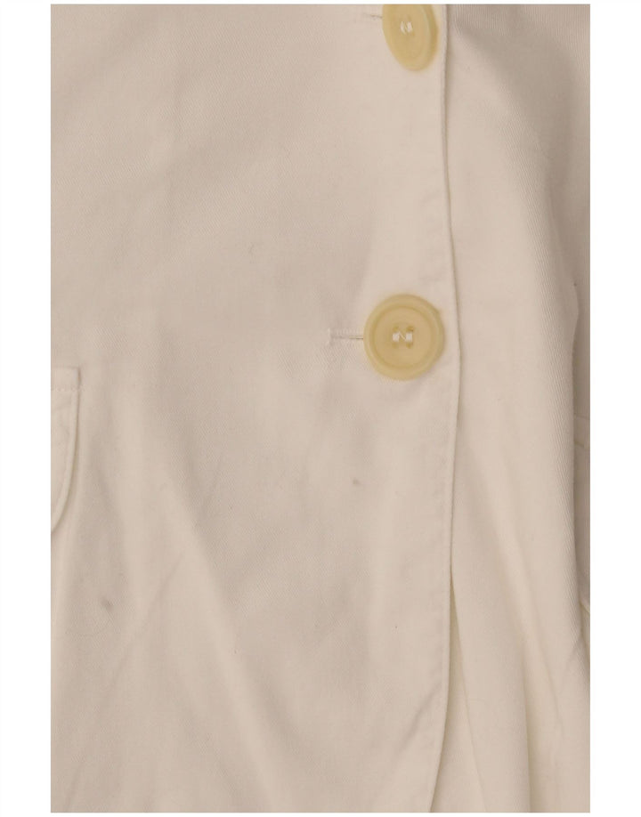 Benetton Womens Short Sleeve Cardigan Top IT 42 Medium White Cotton