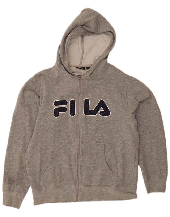 Fila Mens Graphic Zip Hoodie Sweater Medium Grey