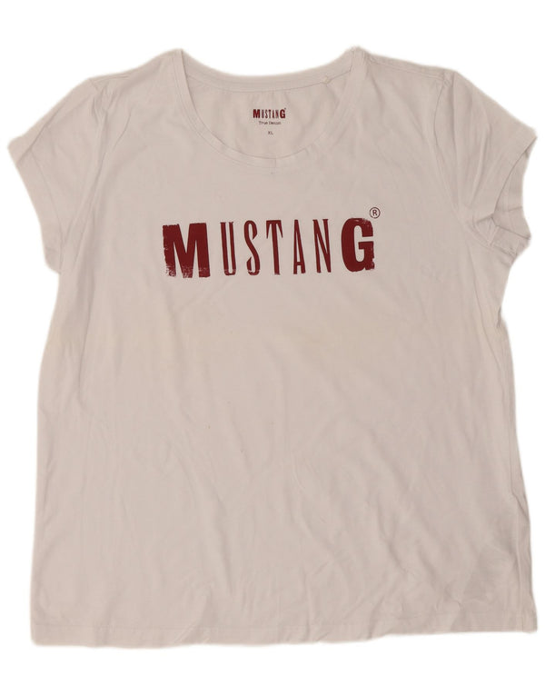 Mustang Womens Graphic T-Shirt Top UK 18 XL White Cotton