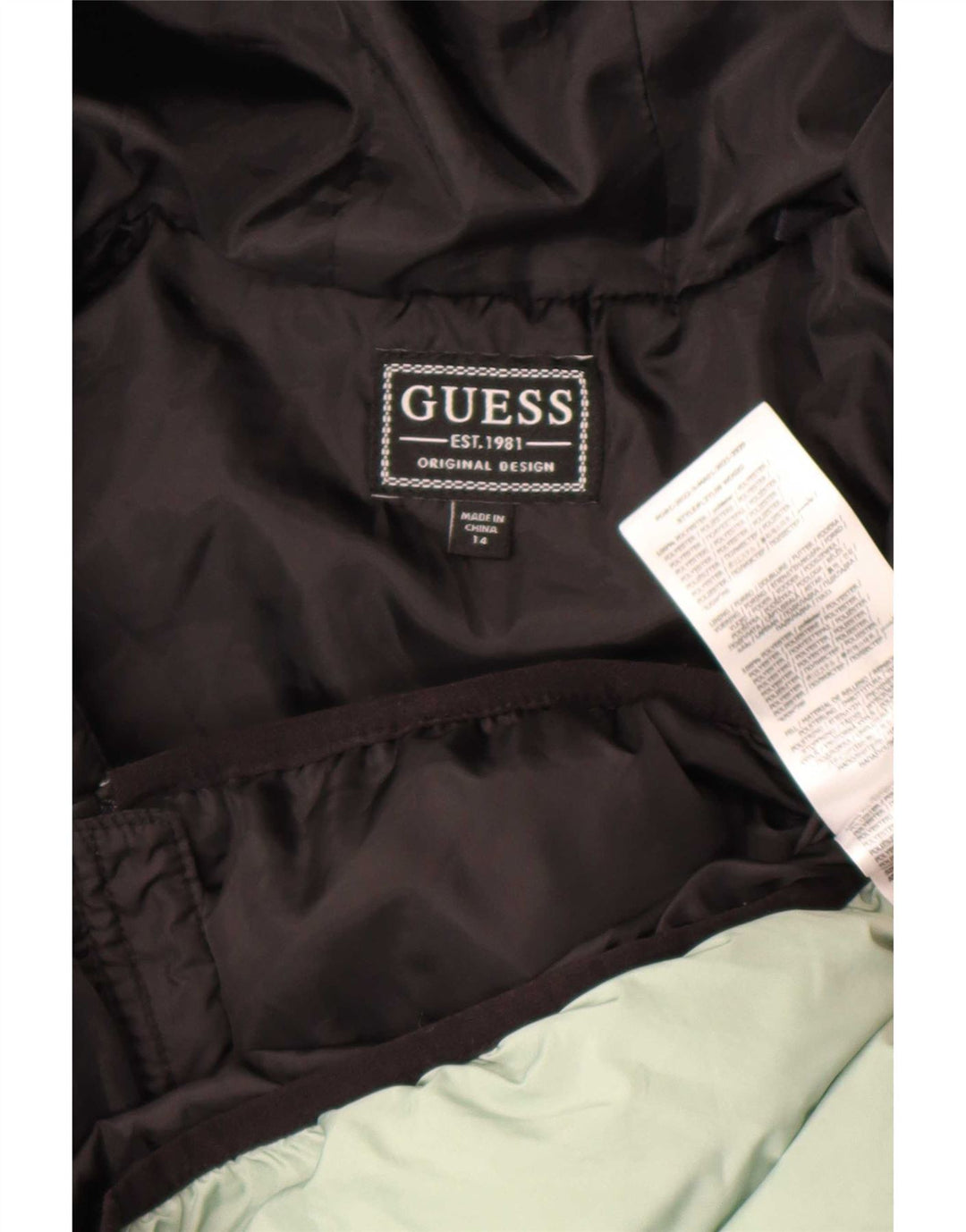 Guess Girls Hooded Padded Jacket 13-14 Years Multicoloured Colourblock
