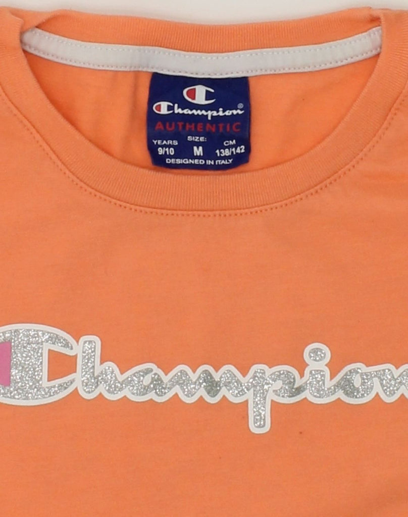 CHAMPION Girls T-Shirt Top 9-10 Years Medium Orange Cotton | Vintage Champion | Thrift | Second-Hand Champion | Used Clothing | Messina Hembry 