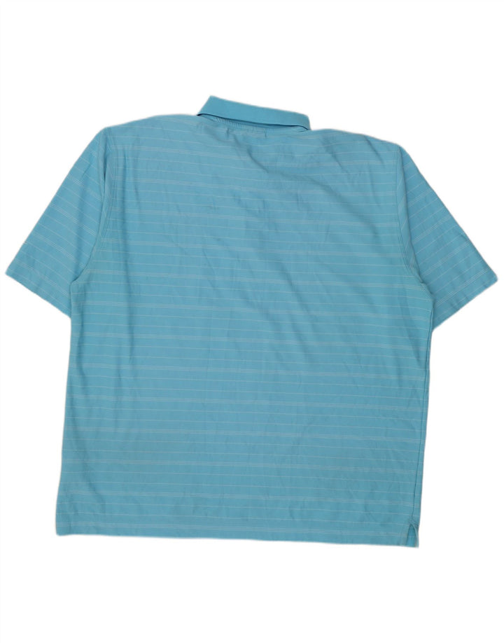 Nike Mens Polo Shirt UK 42/44 Large Blue Striped Polyester
