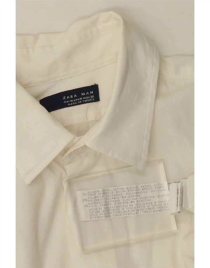 Zara Mens Shirt Medium Off White Cotton