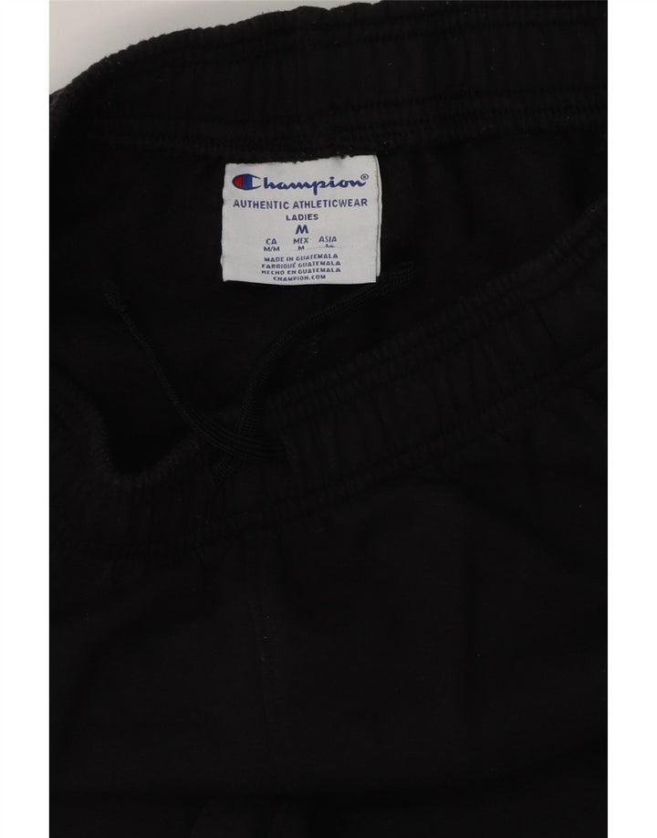 CHAMPION Womens Graphic Sport Shorts UK 14 Medium Black Cotton Vintage Champion and Second-Hand Champion from Messina Hembry 