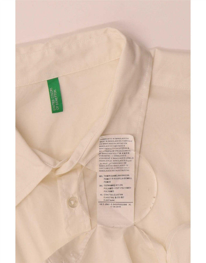 Benetton Mens Shirt XL White Cotton