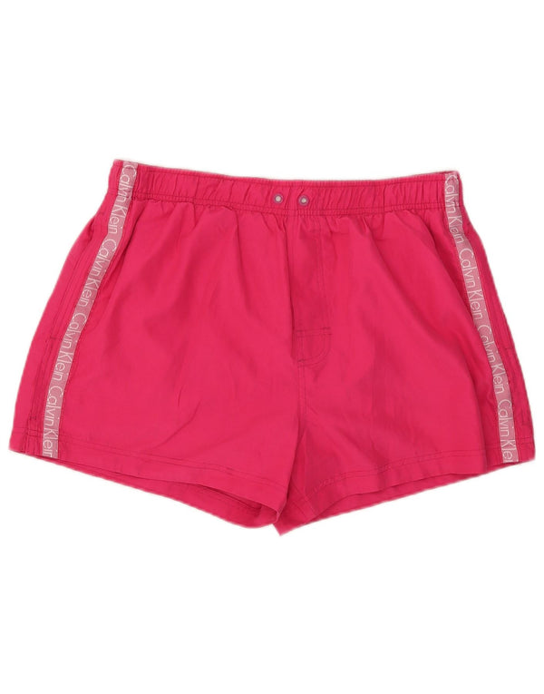 Calvin Klein Womens Graphic Swimming Shorts UK 14 Large Pink Colourblock