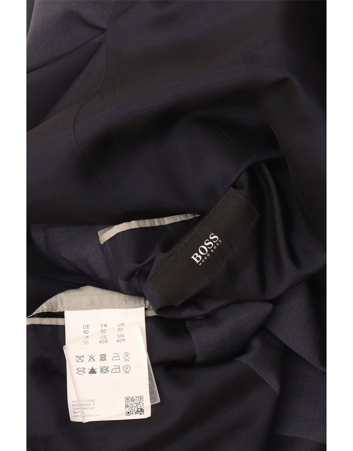 Hugo Boss Mens 2 Button Blazer Jacket EU 50 Large Navy Blue Wool