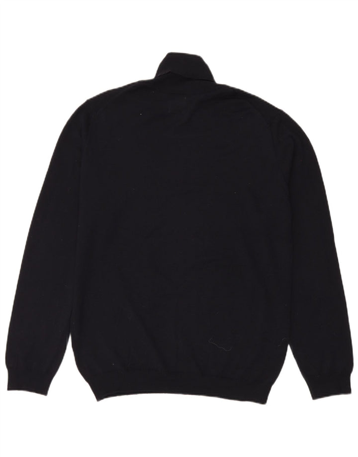 Zara Mens Roll Neck Jumper Sweater Medium Navy Blue Acrylic