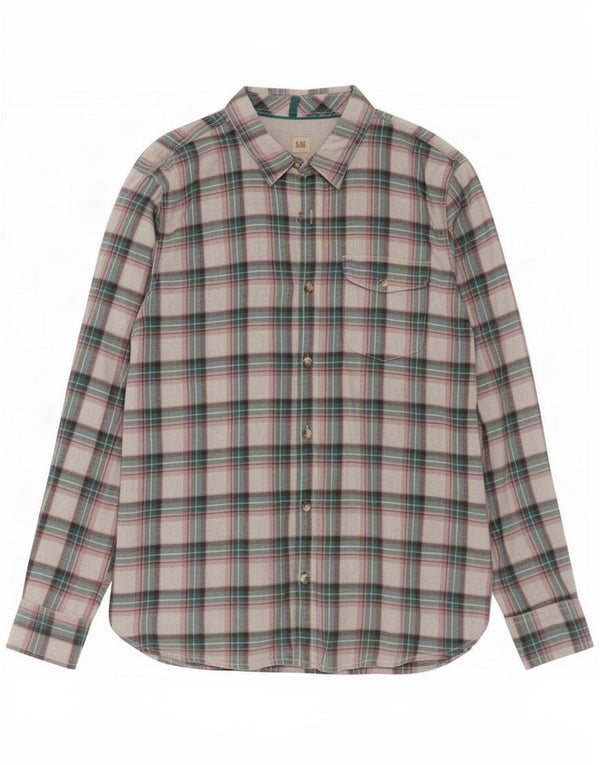 Fat Face Mens Flannel Shirt XL Green Check Cotton