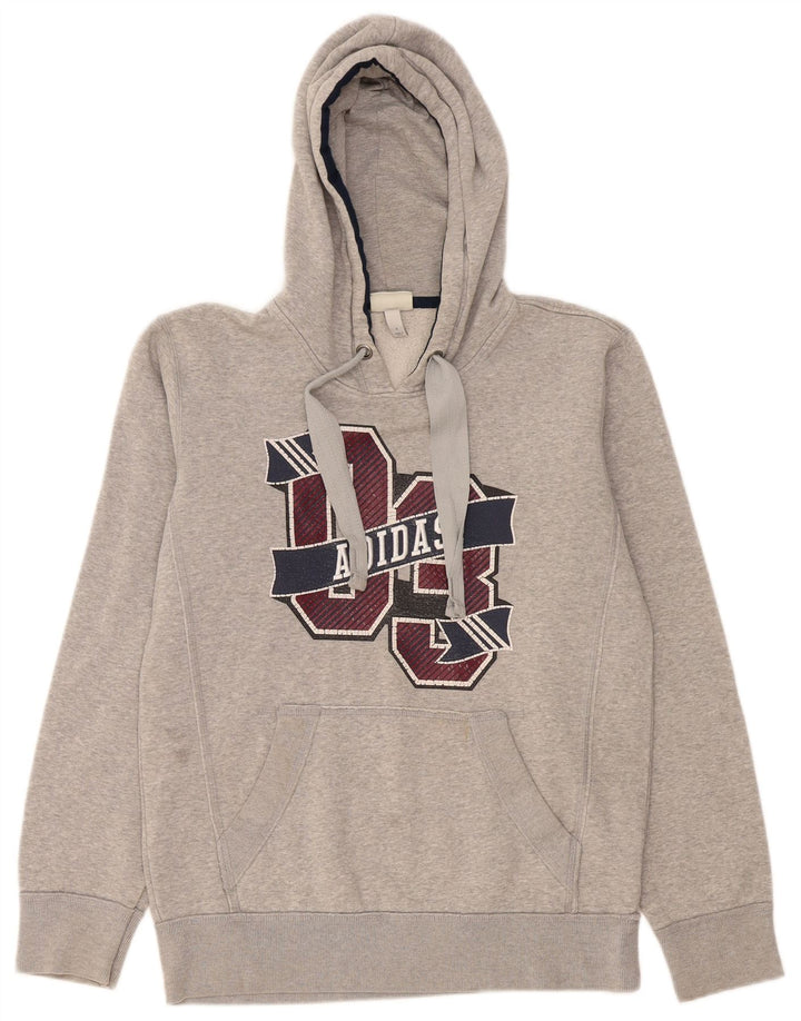 Adidas Mens Graphic Hoodie Jumper Small Grey Cotton