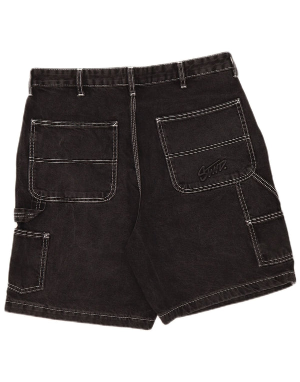 Pull & Bear Mens Cargo Denim Shorts EU 46 XL W36 Black