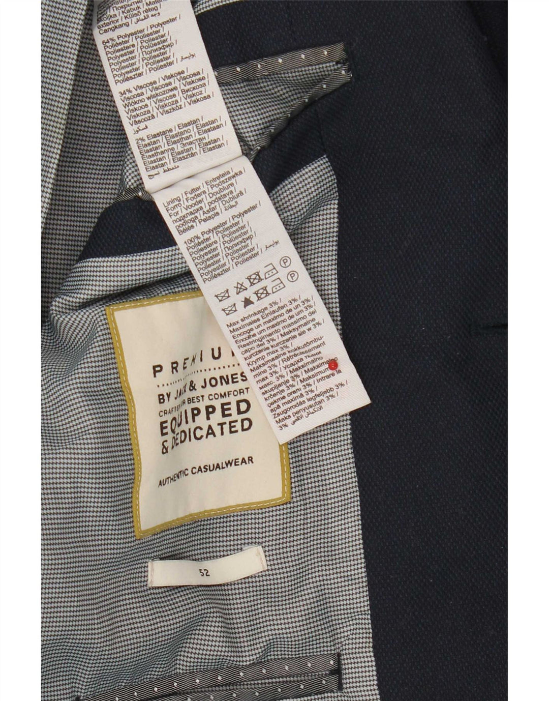 Jack & Jones Mens 2 Button Blazer Jacket IT 52 XL Navy Blue Polyester