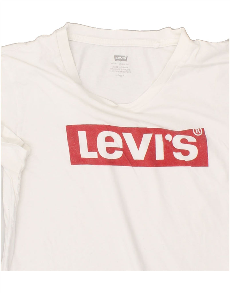 LEVI'S Womens Graphic T-Shirt Top UK 10 Small Off White Cotton | Vintage Levi's | Thrift | Second-Hand Levi's | Used Clothing | Messina Hembry 