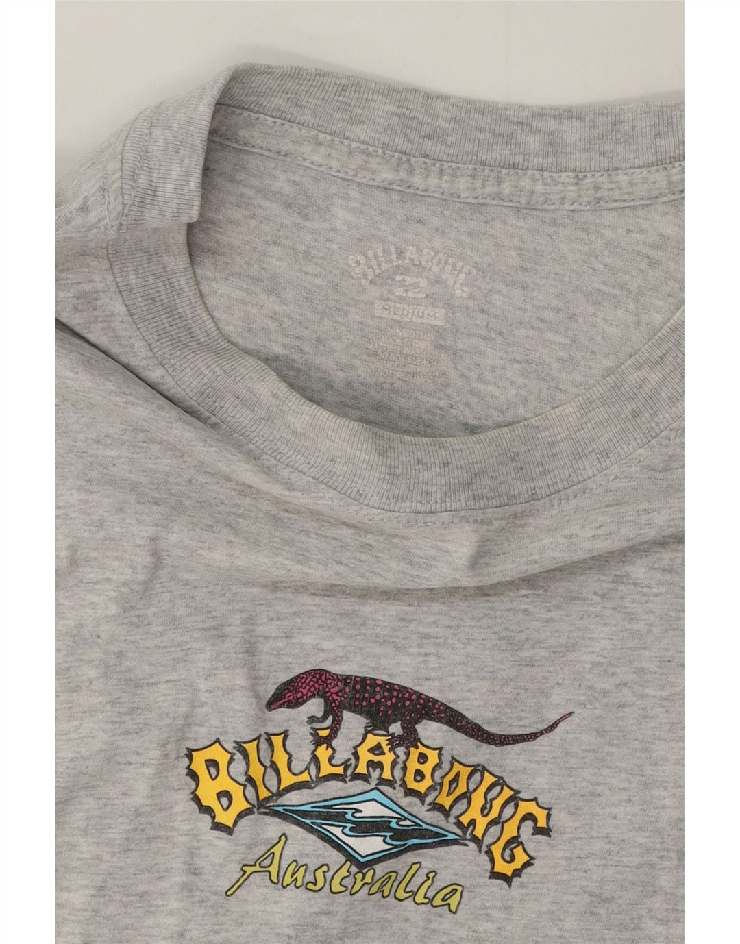 Billabong Mens Graphic T-Shirt Top Medium Grey Flecked Cotton