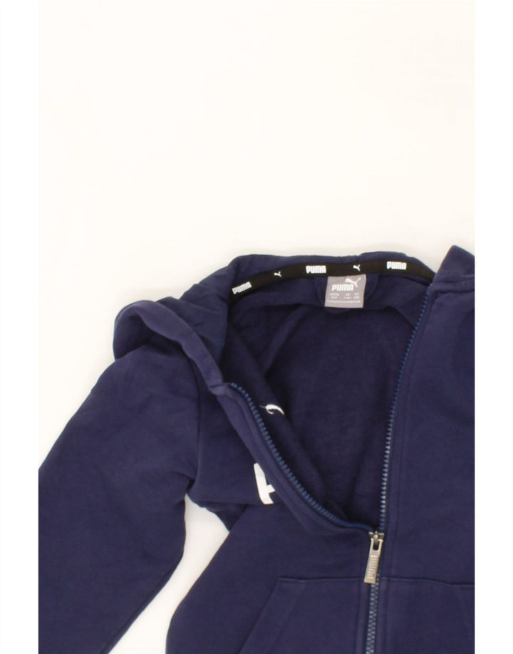 PUMA Boys Graphic Zip Hoodie Sweater 7-8 Years Navy Blue Cotton Vintage Puma and Second-Hand Puma from Messina Hembry 