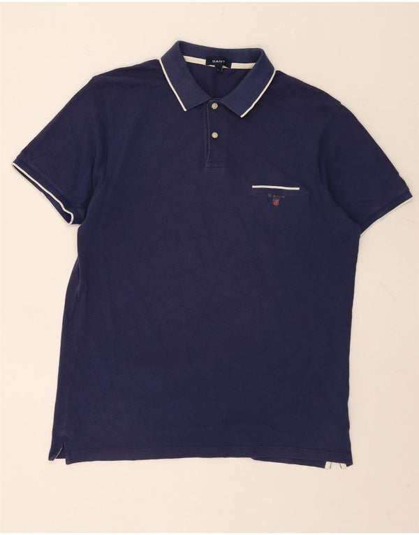 Gant Mens Polo Shirt Large Navy Blue Cotton