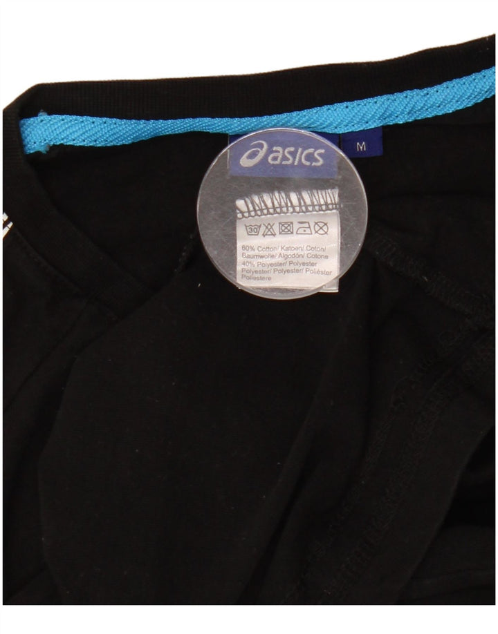 ASICS Mens Graphic T-Shirt Top Medium Black Cotton