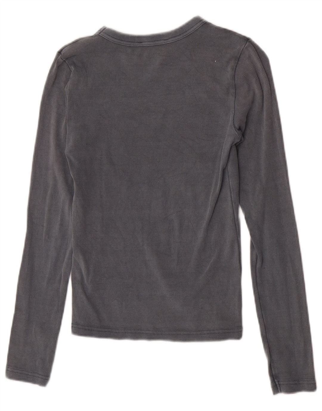 Zara Womens Top Long Sleeve UK 12 Medium Grey Cotton