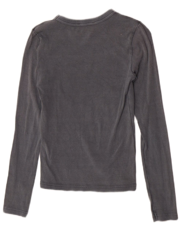 Zara Womens Top Long Sleeve UK 12 Medium Grey Cotton