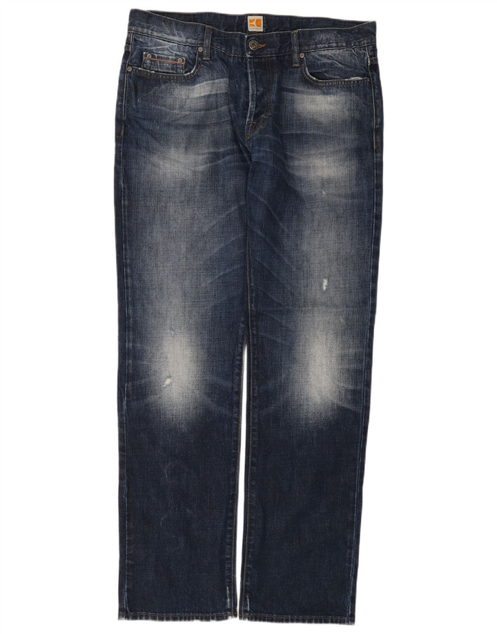 Boss Orange Mens Regular Fit Straight Jeans W38 L34 Blue Cotton