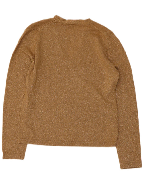 Marks & Spencer Womens V-Neck Jumper Sweater UK 16 Large Beige Flecked Wool