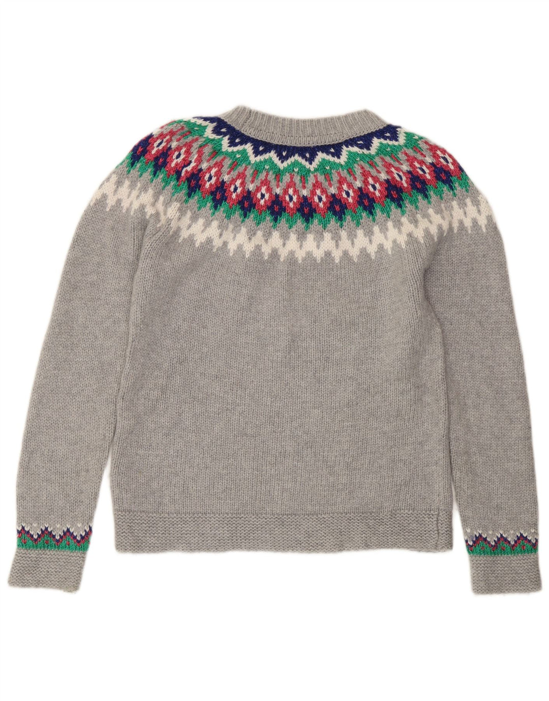 Boden Womens Crew Neck Jumper Sweater UK 10 Small Grey Fair Isle Polyamide