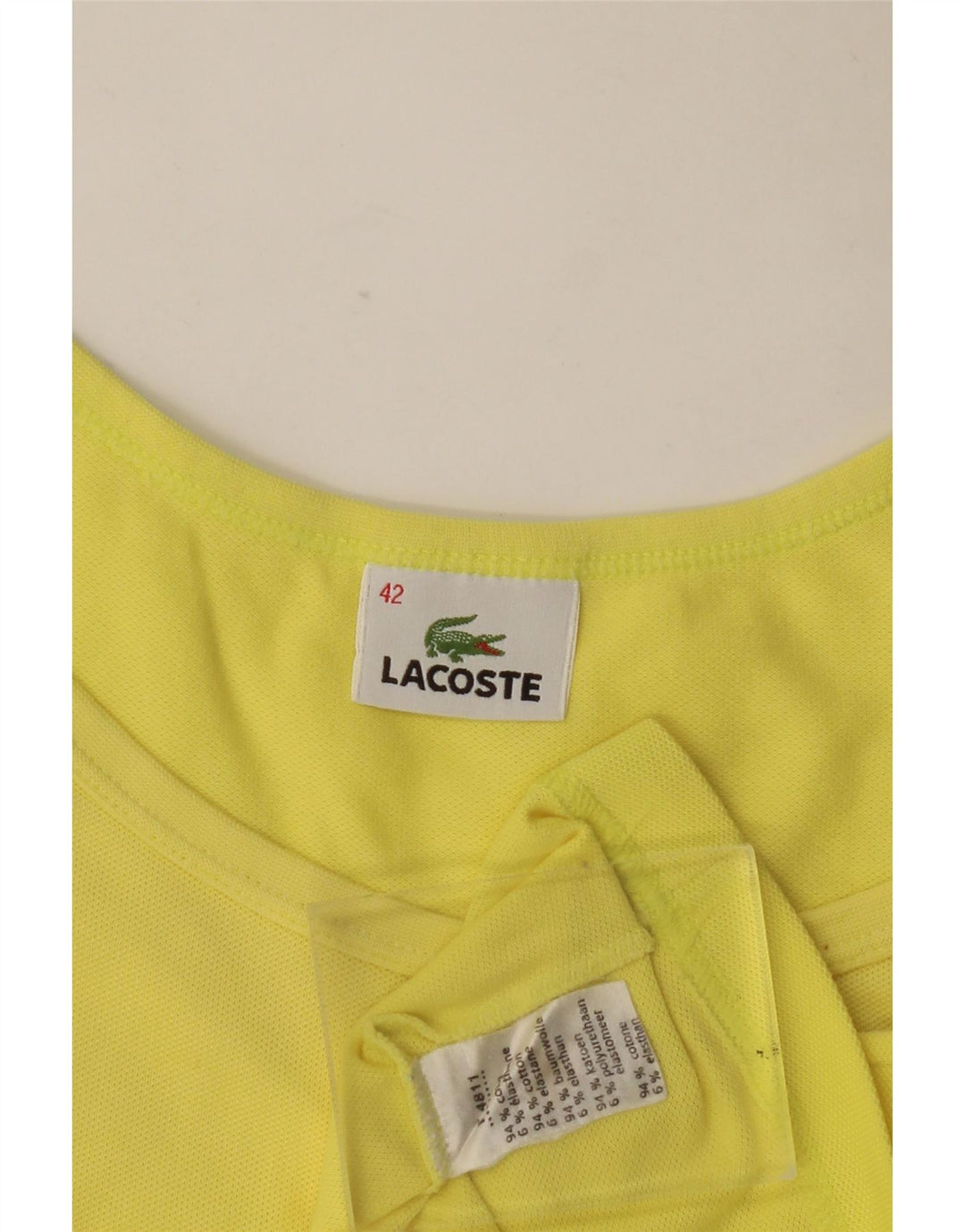 Lacoste Womens Cami Top Size 42 Large Yellow Cotton