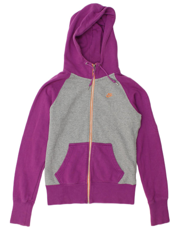 Nike Womens Oversized Zip Hoodie Sweater UK 10 Small Purple Colourblock