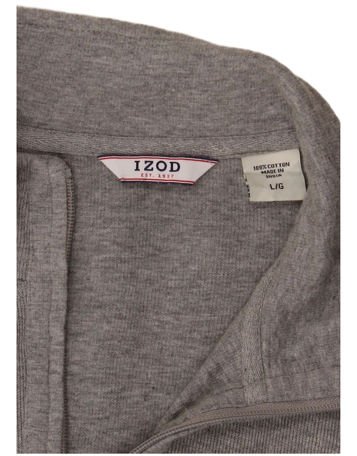 IZOD Mens Zip Neck Jumper Sweater Large Grey Cotton