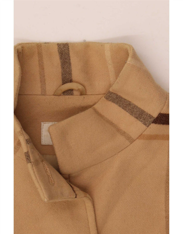 Marks & Spencer Womens Overcoat UK 8 Small Beige Check Polyester