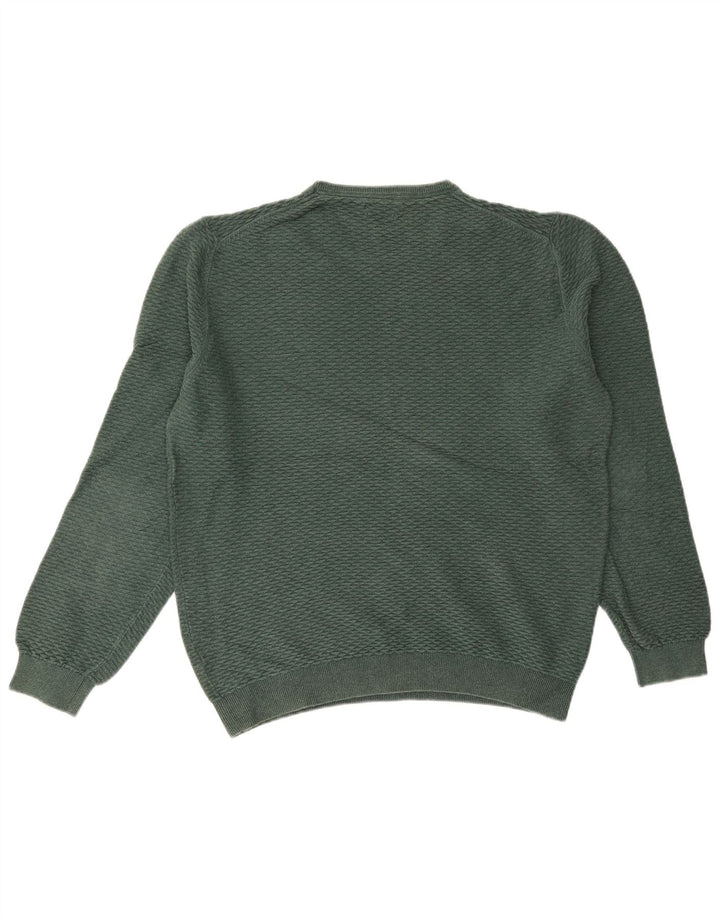 MASSIMO DUTTI Mens Crew Neck Jumper Sweater 2XL Green Cotton