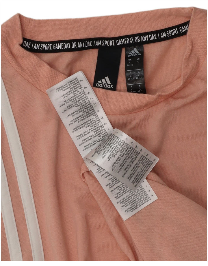 ADIDAS Womens Vest Top UK 16/18 Large Pink Cotton