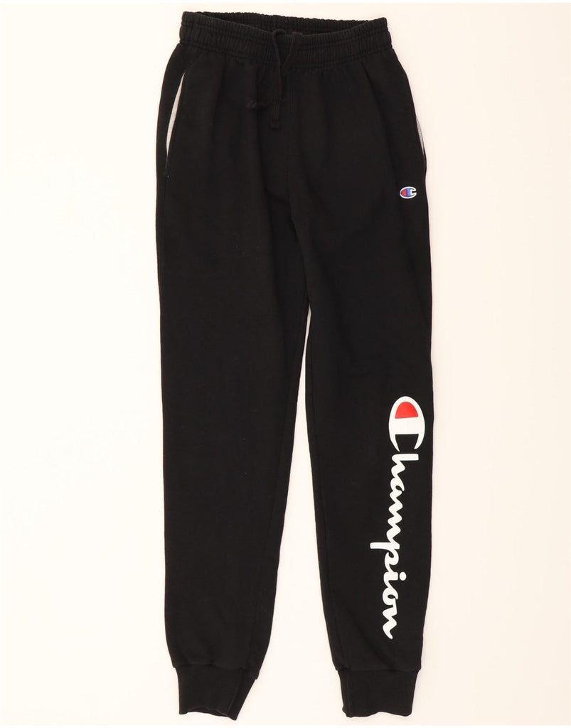CHAMPION Mens Graphic Tracksuit Trousers Joggers Small  Black Cotton Vintage Champion and Second-Hand Champion from Messina Hembry 