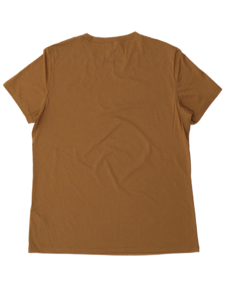 Jigsaw Mens T-Shirt Top Large Brown Cotton