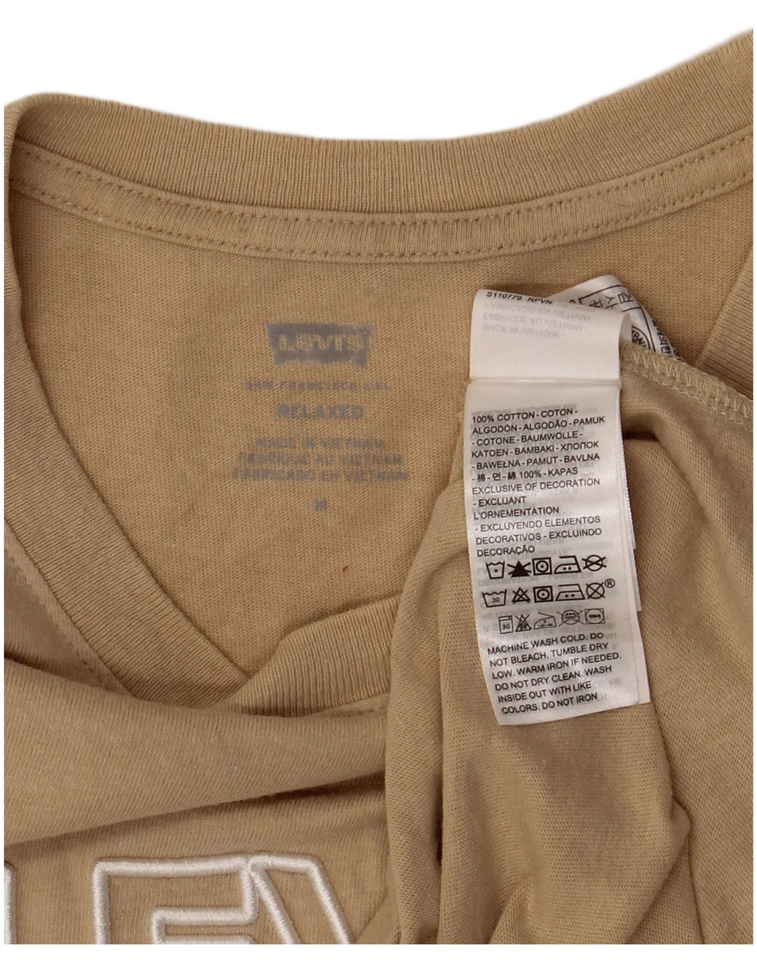 Levi's Mens Relaxed Fit Graphic T-Shirt Top Medium Beige Cotton