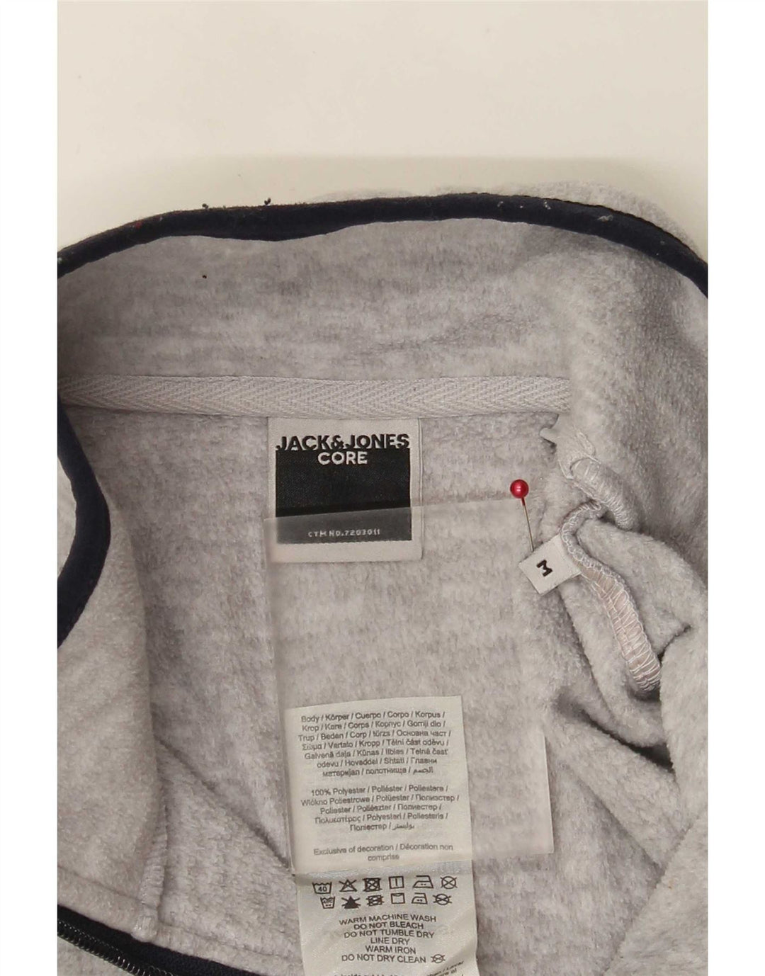 Jack & Jones Mens Zip Neck Fleece Jumper Medium Grey Colourblock Polyester
