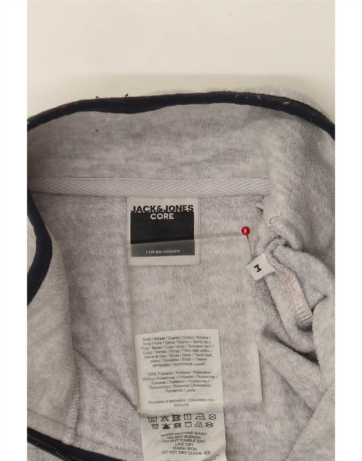 Jack & Jones Mens Zip Neck Fleece Jumper Medium Grey Colourblock Polyester