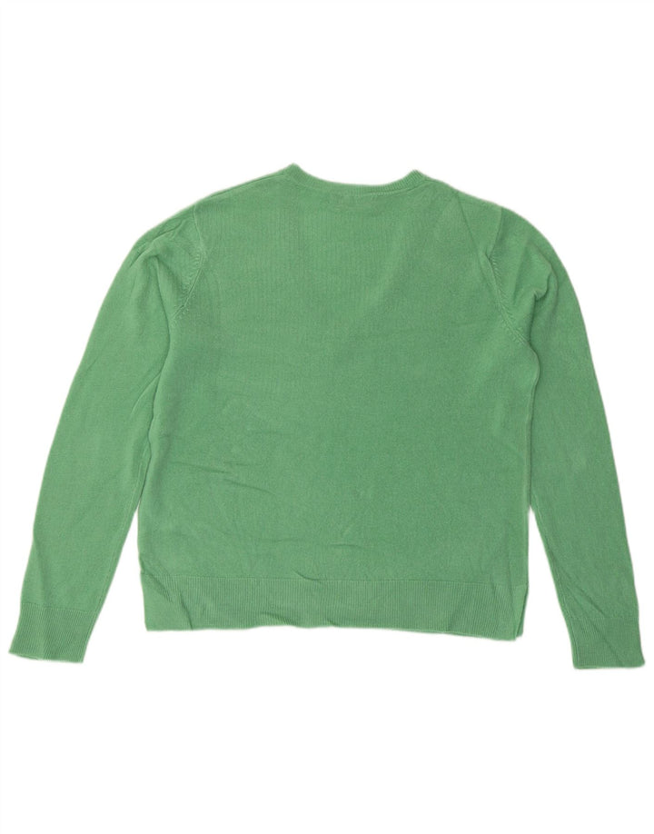 Marks & Spencer Womens V-Neck Jumper Sweater UK 14 Large Green
