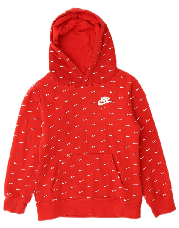 Nike Boys Graphic Hoodie Jumper 5-6 Years Medium Red Cotton