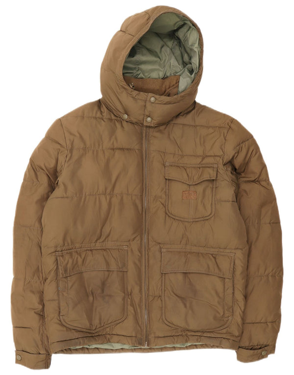 Lee Mens Hooded Padded Jacket UK 40 Large Brown Polyester