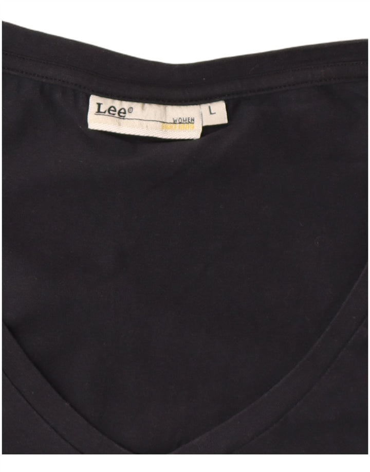 Lee Womens T-Shirt Top UK 14 Large Black