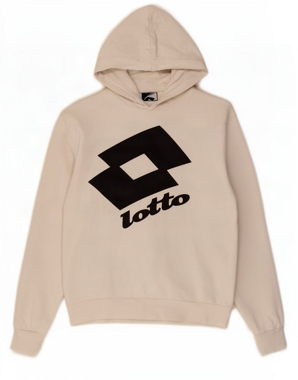Lotto Mens Graphic Hoodie Jumper Small White Cotton