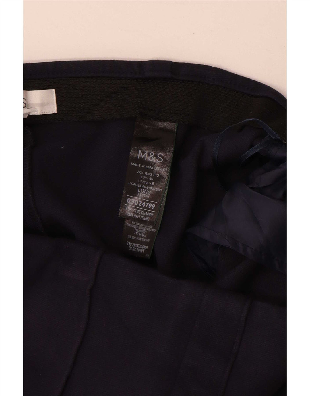 Marks & Spencer Womens Suit Trousers UK 12 Medium W30 L31 Navy Blue