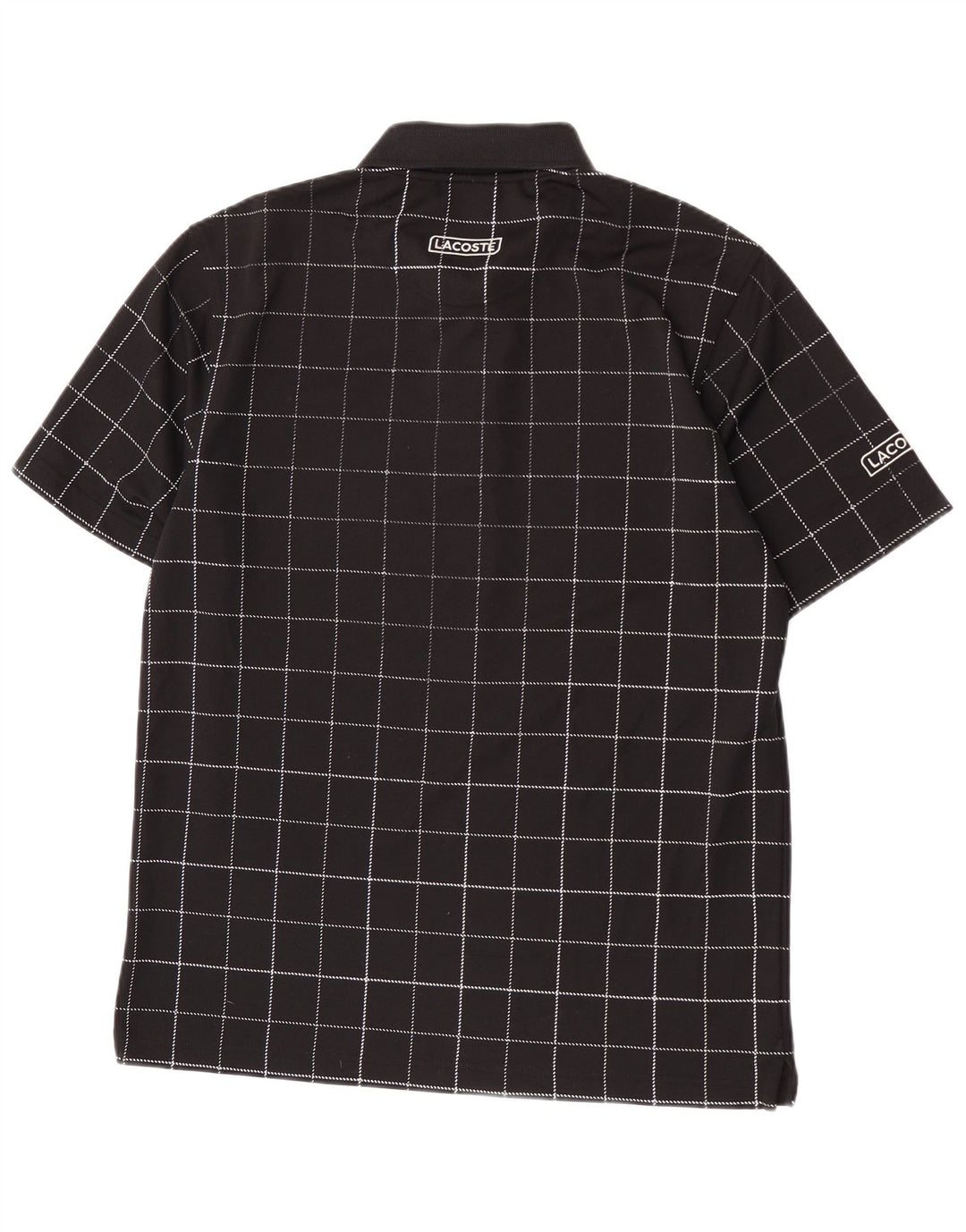 Lacoste Mens Polo Shirt Size 4 Medium Black Check Polyester
